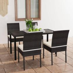 Ensemble &agrave; manger de jardin 5 pcs R&eacute;sine tress&eacute;e Noir