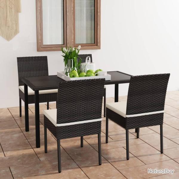 Ensemble � manger de jardin 5 pcs R�sine tress�e Noir