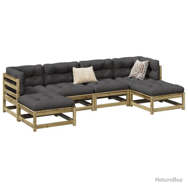 Salon de jardin 6 pcs bois de pin impr�gn�