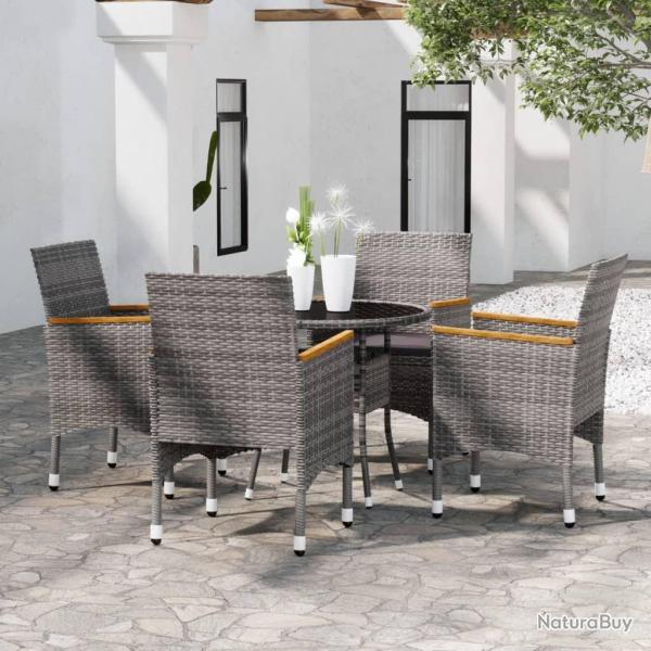 Ensemble � manger de jardin 5 pcs R�sine tress�e Gris alsavelo