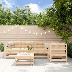 Salon de jardin 6 pcs Bois de pin massif alsavelo