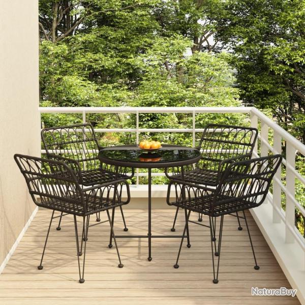 Ensemble � manger de jardin 5 pcs Noir R�sine tress�e alsavelo