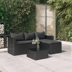 Salon de jardin Noir R&eacute;sine tress&eacute;e