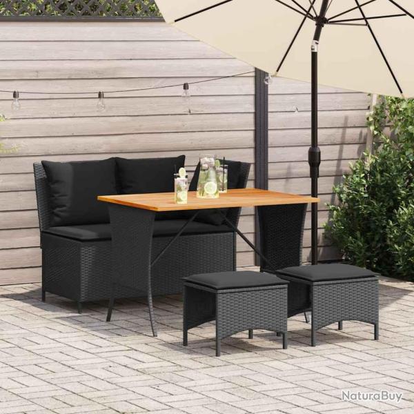 Ensemble � manger de jardin 4 pcs avec coussins noir
