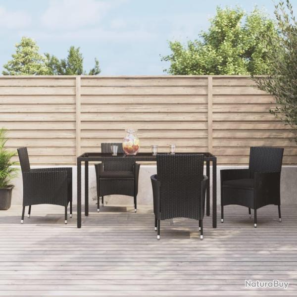 Ensemble � manger de jardin coussins 5pcs Noir R�sine tress�e