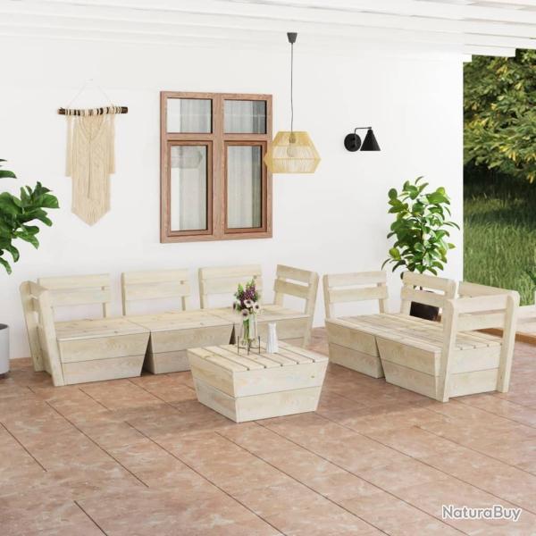 Salon de jardin palette 6 pcs Bois d'�pic�a impr�gn� alsavelo