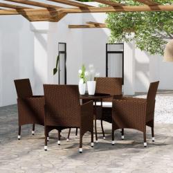 Ensemble &agrave; manger de jardin 5pcs R&eacute;sine tress&eacute;e Marron
