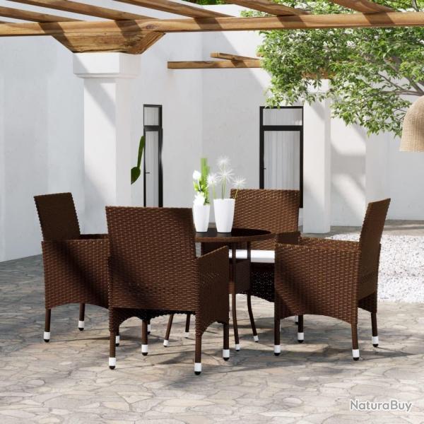 Ensemble � manger de jardin 5pcs R�sine tress�e Marron alsavelo