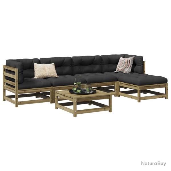 Salon de jardin 6 pcs bois de pin impr�gn�