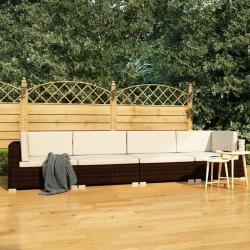Salon de jardin 4 pcs avec coussins r&eacute;sine tress&eacute;e marron