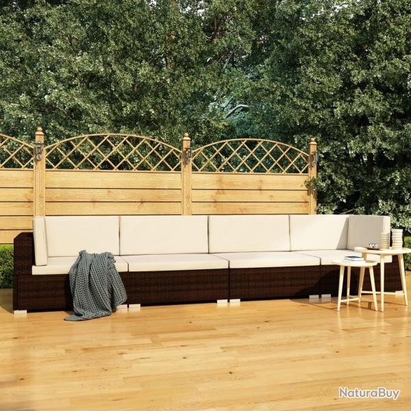 Salon de jardin 4 pcs avec coussins r�sine tress�e marron