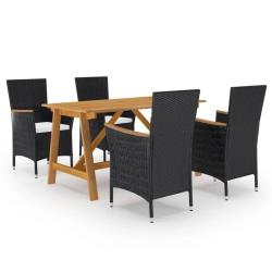 Ensemble &agrave; manger de jardin 5 pcs Noir
