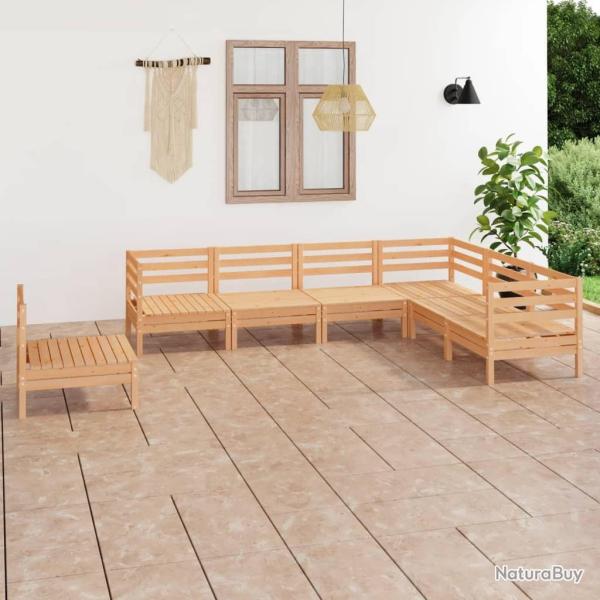 Salon de jardin 7 pcs Bois de pin massif alsavelo