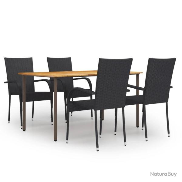 Ensemble � manger de jardin 5 pcs R�sine tress�e Noir