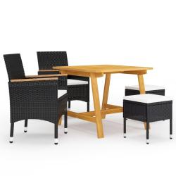 Ensemble &agrave; manger de jardin 5 pcs Noir