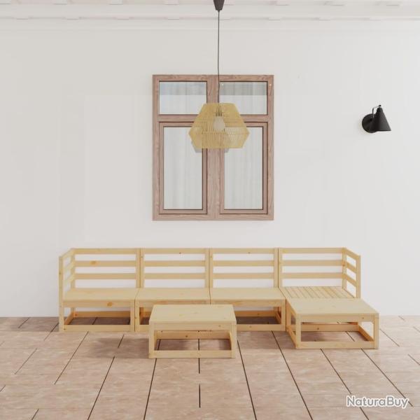 Salon de jardin 6 pcs Bois de pin massif alsavelo