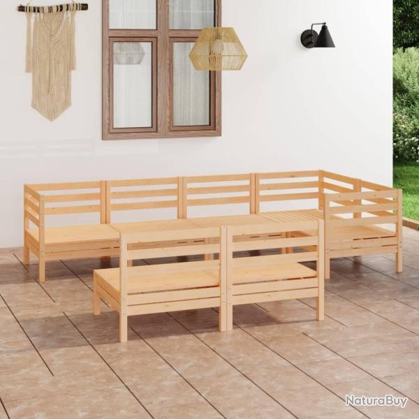 Salon de jardin 7 pcs Bois de pin massif alsavelo