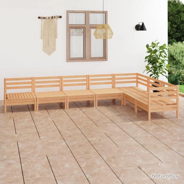 Salon de jardin 7 pcs Bois de pin massif alsavelo