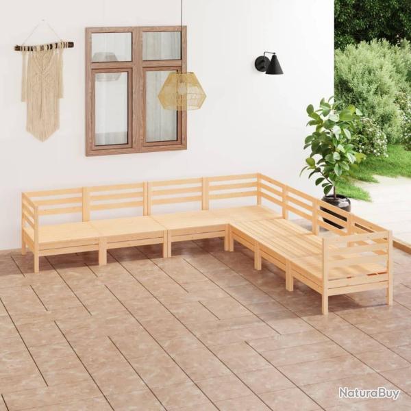 Salon de jardin 7 pcs Bois de pin massif alsavelo