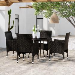 Ensemble &agrave; manger de jardin 5 pcs R&eacute;sine tress&eacute;e Noir