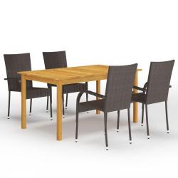 Ensemble &agrave; manger de jardin 5 pcs Marron
