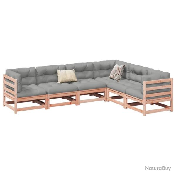 Salon de jardin 6 pcs bois massif sapin de douglas alsavelo