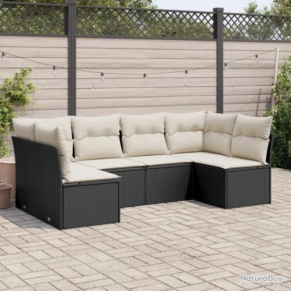 Salon de jardin 6 pcs avec coussins noir r�sine tress�e