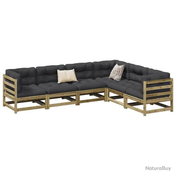 Salon de jardin 6 pcs bois de pin impr�gn�