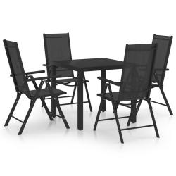Ensemble &agrave; manger de jardin 5 pcs aluminium noir alsavelo