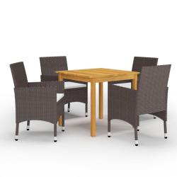 Ensemble &agrave; manger de jardin 5 pcs Marron