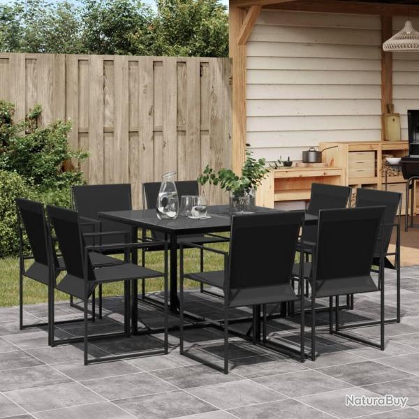 Ensemble  manger de jardin 9 pcs noir textilne alsavelo