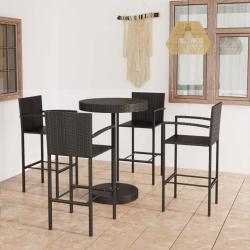 bar de jardin 5 pcs R&eacute;sine tress&eacute;e Noir