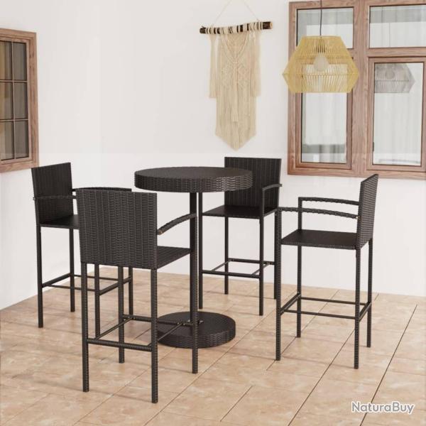 bar de jardin 5 pcs R�sine tress�e Noir alsavelo