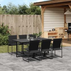 Ensemble &agrave; manger de jardin 7 pcs noir textil&egrave;ne