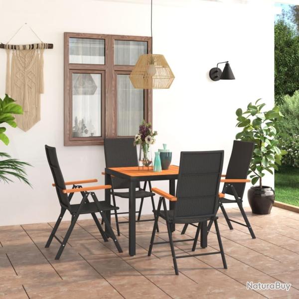 Ensemble  manger de jardin 5 pcs noir et marron alsavelo