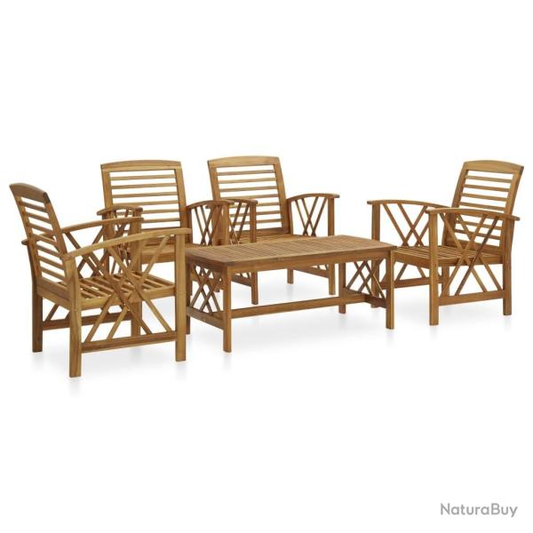 Salon de jardin 5 pcs Bois d'acacia massif alsavelo