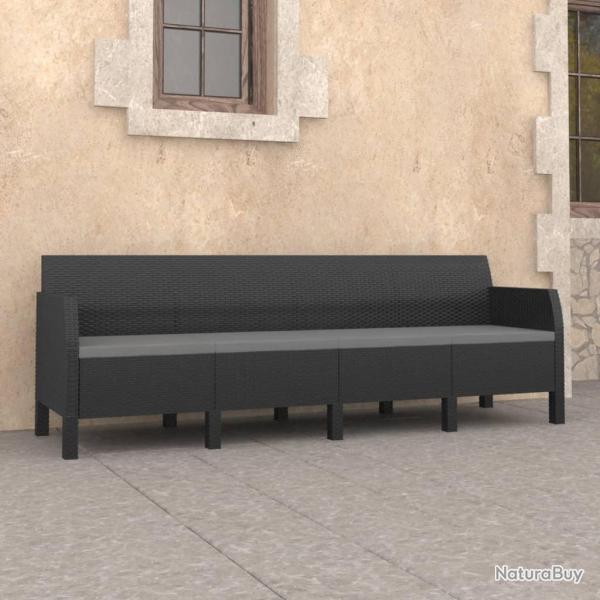 Canap� 4 places de jardin avec coussins Anthracite PP Rotin alsavelo