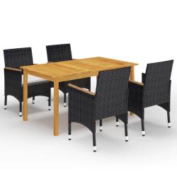 Ensemble &agrave; manger de jardin 5 pcs Noir