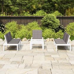 Salon de jardin 4 pcs avec coussins Plastique Blanc alsavelo