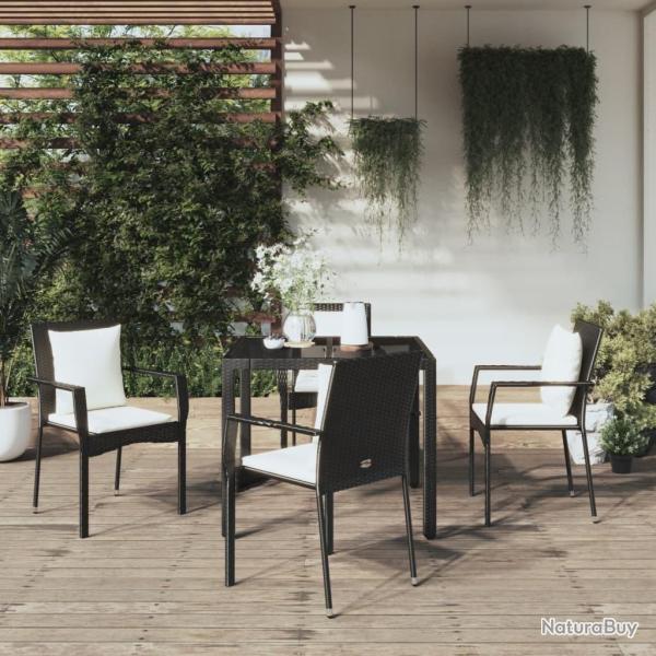 Ensemble � manger de jardin coussins 5pcs Noir R�sine tress�e alsavelo