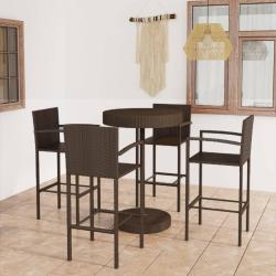Ensemble de bar de jardin 5 pcs R&eacute;sine tress&eacute;e Marron