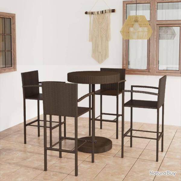 Ensemble de bar de jardin 5 pcs R�sine tress�e Marron