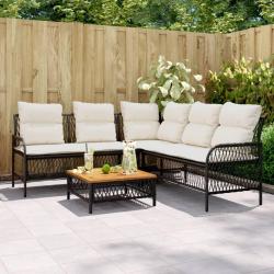 Canap&eacute;s de jardin 2 pcs avec coussins Noir R&eacute;sine tress&eacute;e