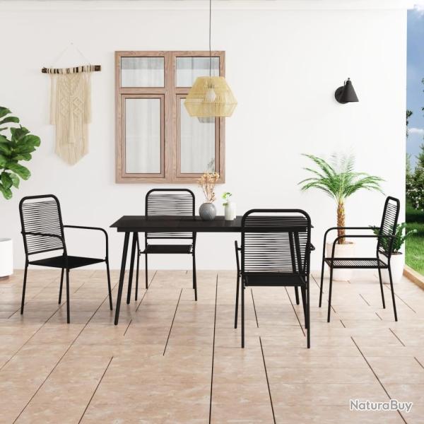 Ensemble � manger de jardin 5 pcs Corde en coton et acier Noir alsavelo