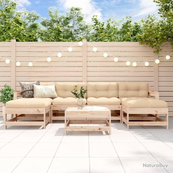 Salon de jardin 7 pcs Bois de pin massif alsavelo