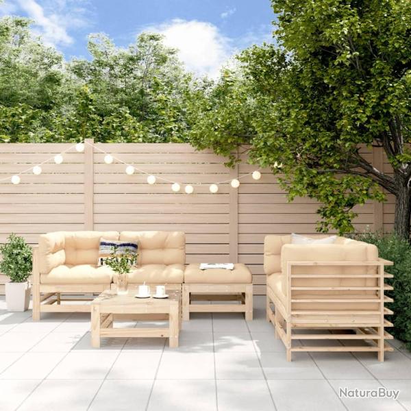 Salon de jardin 6 pcs Bois de pin massif alsavelo