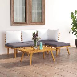 Salon de jardin 5 pcs avec coussins Bois d'acacia solide alsavelo