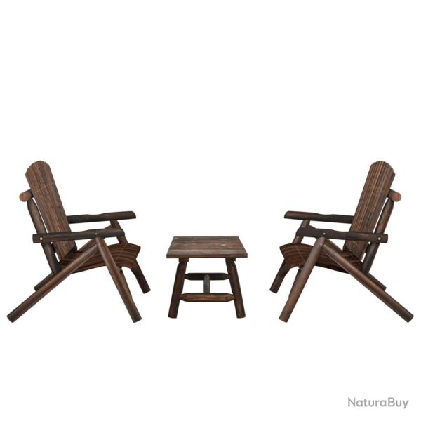 salon de jardin 3 pcs bois massif d'�pic�a alsavelo