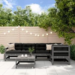 Salon de jardin 6 pcs Gris Bois de pin massif alsavelo