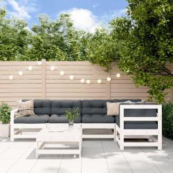 Salon de jardin 6 pcs Blanc Bois de pin massif alsavelo